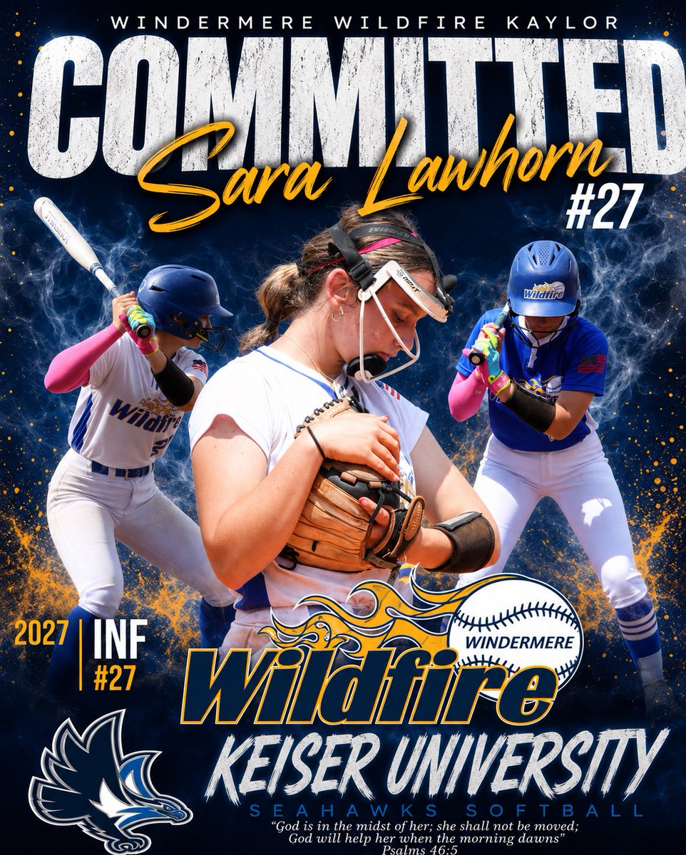 Wildfire18u's tweet photo. Congratulations to 2027 INF #27 @sara_lawhorn27 and family on her commitment to @Keiser_Softball! Your dedication, humility &amp; passion for the game have opened the door to the next chapter of your academic &amp; athletic journey. @jpryorKeiserSB @ExtraInningSB @LineDsoftball @THEWOWSB https://t.co/WK7CDg1e3G