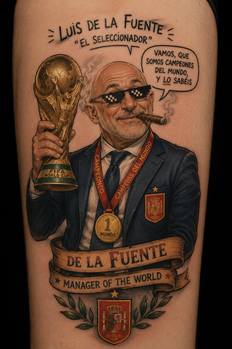 rebeldstrike's tweet photo. El tatuaje para @cucurella3
#MundialRTVE https://t.co/voY054wlvb