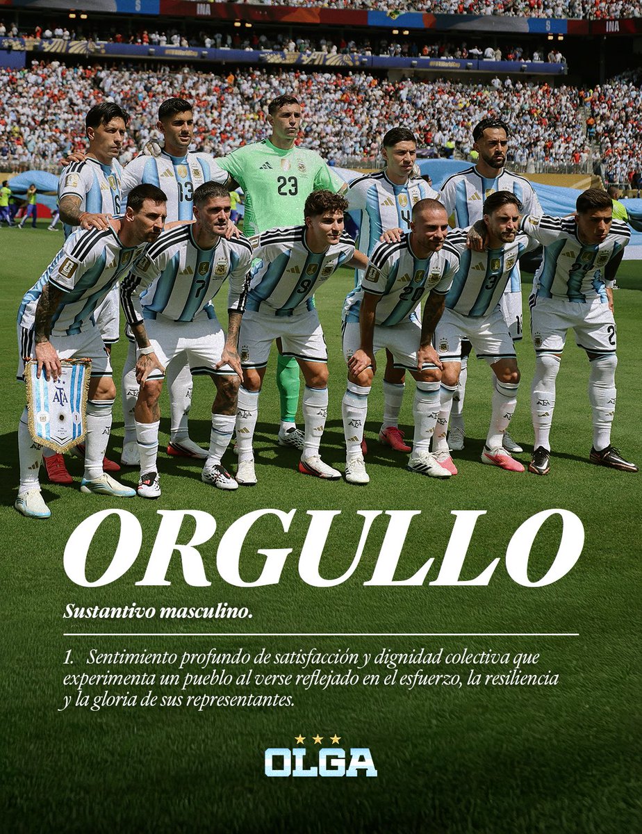 olgaenvivo's tweet photo. orgullo

sustantivo masculino

1. Sentimiento profundo de satisfacción y dignidad colectiva que experimenta un pueblo al verse reflejado en el esfuerzo, la resiliencia y la gloria de sus representantes. https://t.co/SF78sVRFn7