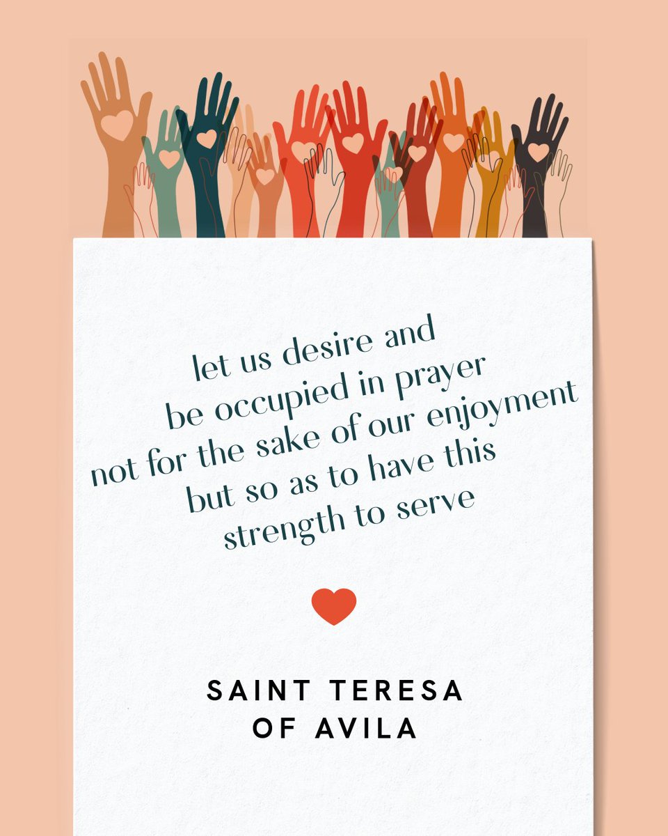 carmelitequotes's tweet photo. 🏰 Union with Christ does not turn the soul inward upon itself. Saint Teresa of Avila teaches that prayer fortifies us for suffering, self-forgetfulness, and loving service.

🔗https://t.co/lkbhUPhmnc

#SaintTeresaOfAvila #CarmeliteSaints https://t.co/RNYU7lLTgS