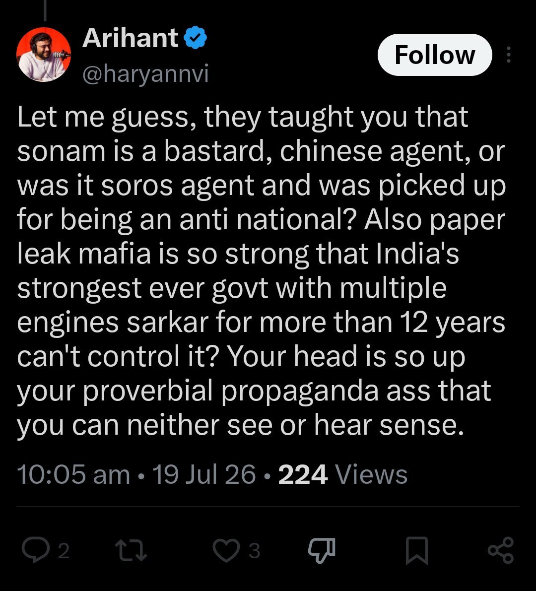 ZuiPtemp's tweet photo. His manasik santhulan has fried to a crisp after Congress Haryana defeat. https://t.co/2W4QiksjB8