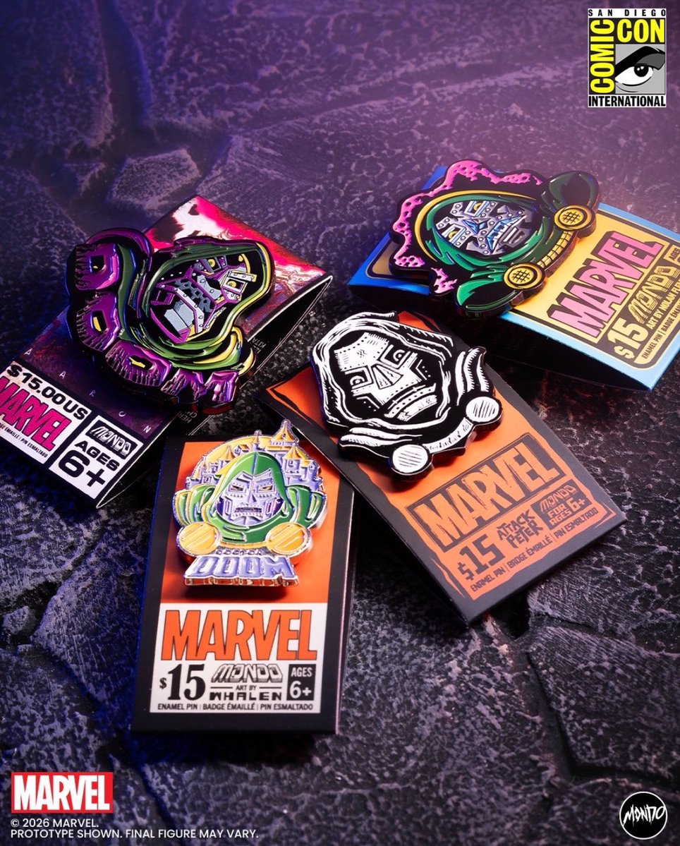 FunkoPOPsNews's tweet photo. Mondo X Funko reveals their SDCC Exclusive Doctor Doom pins! These will be part of a blind bag ~

#SDCC #Mondo #FunkoPOPNews #Funko #Marvel https://t.co/2EjTt0D3ns