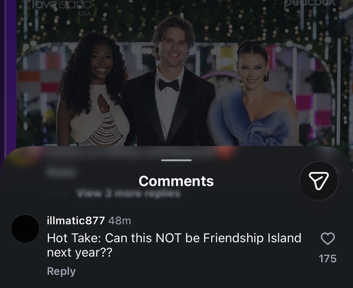 tweetsshii's tweet photo. i’d take friendship island every year over a repeat of whatever tf season 7 was tbh https://t.co/FOJLwN0DC1