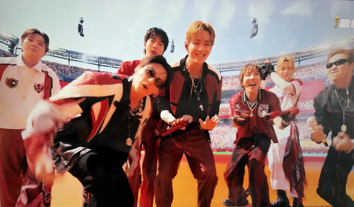 joonlee's tweet photo. BTS performing the halftime show is the closest I’ll ever get to South Korea playing in a World Cup final https://t.co/HAQumAerGv