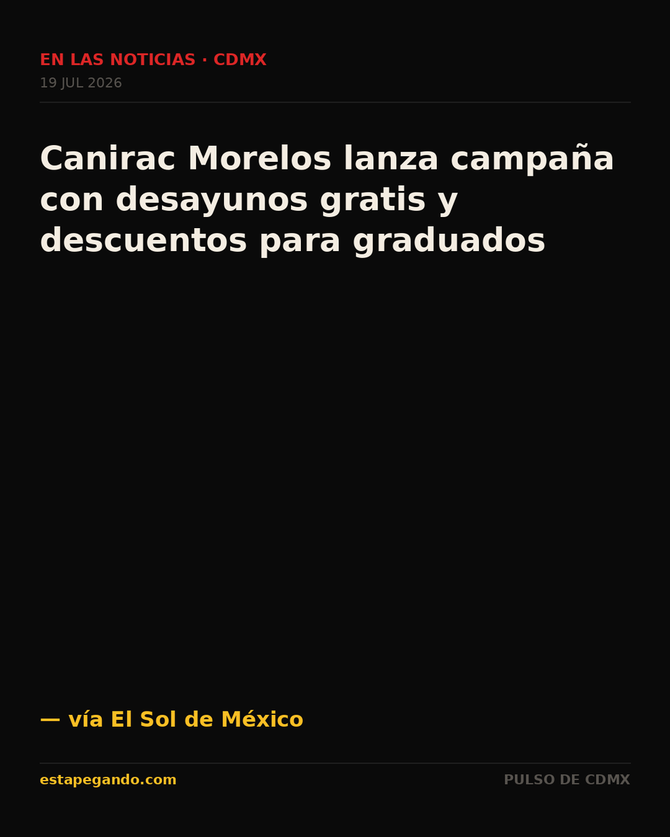 EstapegandoMX's tweet photo. En las noticias · CDMX

Canirac Morelos lanza campaña con desayunos gratis y descuentos para graduados

— vía El Sol de México

#estapegando #CDMX #ComidaCDMX https://t.co/mo7DOAOYRs