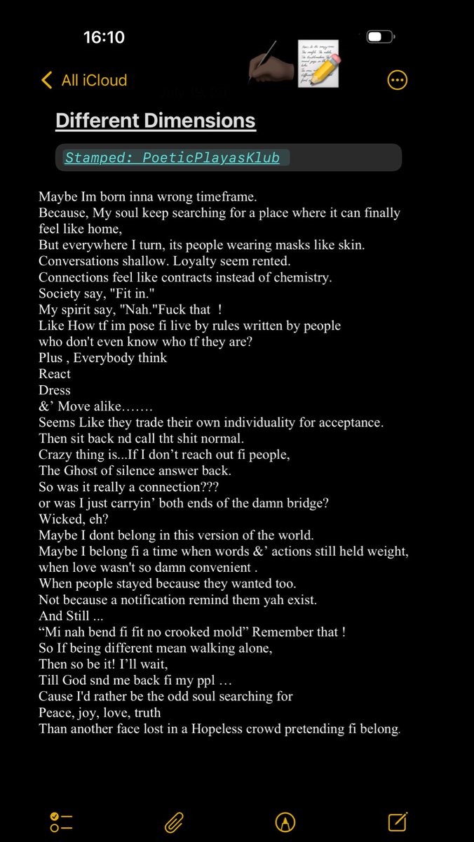 Z0eFARiiii's tweet photo. Drop for today 🕰️🔄♾️ 📝 #poetry #poem #letgoletGod #writers https://t.co/ma1CKwJZxe