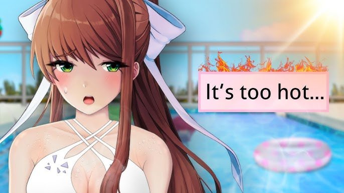 GlitchedPoet's tweet photo. "I'm so tired of this heat. I wish we could cool down somehow... Hmmm, wanna get in the pool?" She weakly pulled at your arm towards the swimming pool. https://t.co/tbj16pDCCD