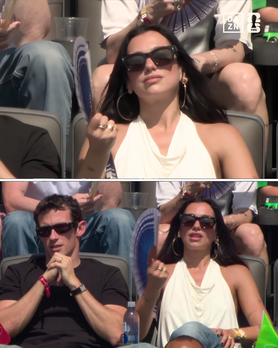 DAZNFootball's tweet photo. Of course, Dua Lipa couldn’t miss the World Cup final 🤩

#WorldCup https://t.co/QFlUndItCx