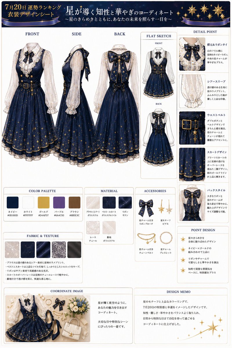 衣装オーダーご予約　starH様 20260720「今日の占いから」 Starlight Fortune Dress Celestial