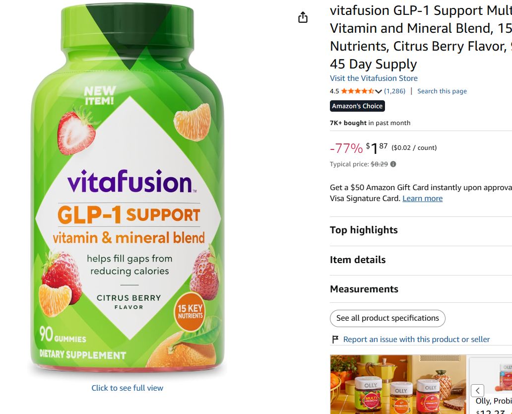 vitafusion glp-1 Support Multivitamin, Vitamin and Mineral Blend, Citrus Berry Flavor, 90 Count, 90 ct day supply Vitafusion gummy vitamins are bold on flavor Vitafusion - Brandclub - Vitafusion