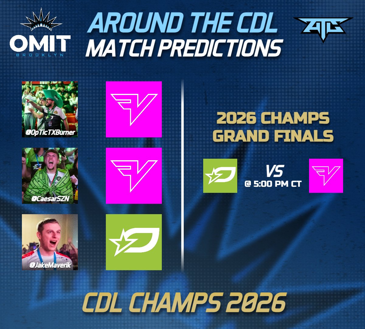 AroundTheCDL's tweet photo. Around The CDL Pick'em | #CDL2026 | CDL Champs 2026 | Day 4
Reverse Jinx? ๐คซ
#ATC #OMiTakeover https://t.co/u7A5cir8F4