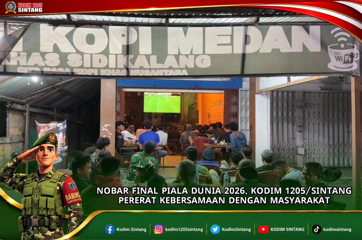 KodimSintang's tweet photo. Nobar Final Piala Dunia 2026, Kodim 1205/Sintang Pererat Kebersamaan dengan Masyarakat https://t.co/5ry7aw9hS0
