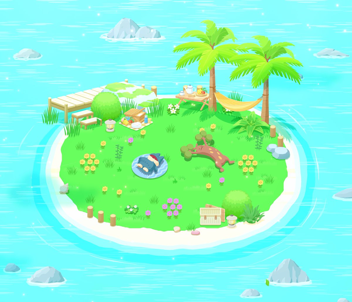 shibishira's tweet photo. #ポケスリ3周年をみんなで
みんなは誰をおひるね島に預けた？
僕はもちろんウソッキー！！🌲🌲 https://t.co/MTw2gMbxBi