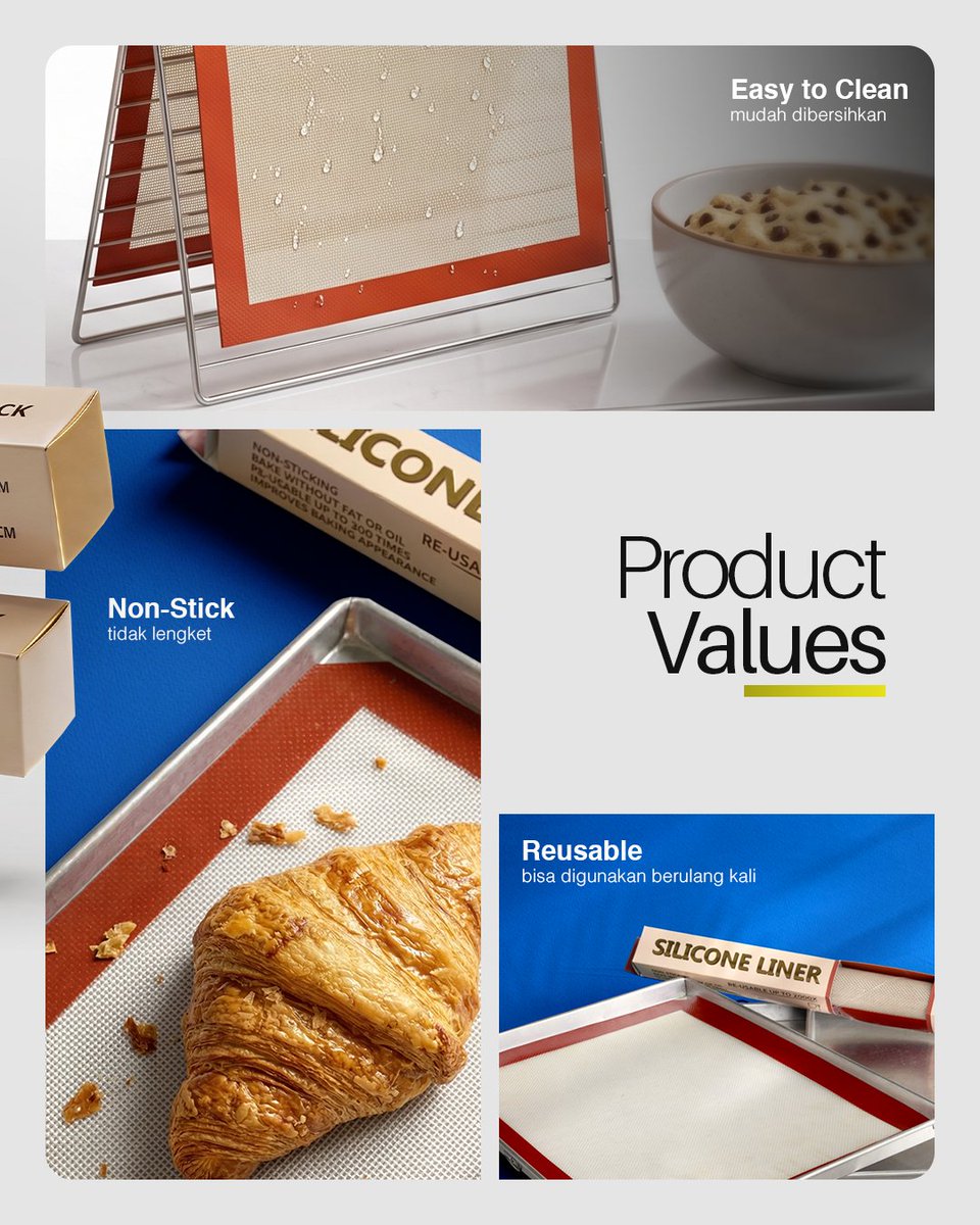 LanggengTrada's tweet photo. Baking lebih praktis dengan Silicone Liner — alas baking food grade yang non-stick, mudah dibersihkan, dan bisa digunakan berulang kali.

🛒Link Tokopedia :
Link di Bio No.2

#EVT #EVTseal #TaconicTacpad #SiliconeBakingMat #BakingMat #AlasPanggang #AntiLengket #FoodGrade https://t.co/MK30jNgaex