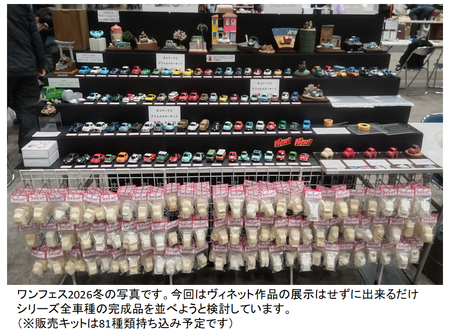 nekoworks01's tweet photo. 再告知
7/26のワンフェス2026夏に参加します！
ネコワークスでは今回でなんと150種に達したデフォルメカーシリーズ完成品をズラリと並べて展示します。
販売キットは81種ご用意しました。
（※皆様には申し訳ありませんがキット価格を1200円に改定しました）
よろしくお願いします。
続く→
＃WF2026S https://t.co/QNMV1dV0jY