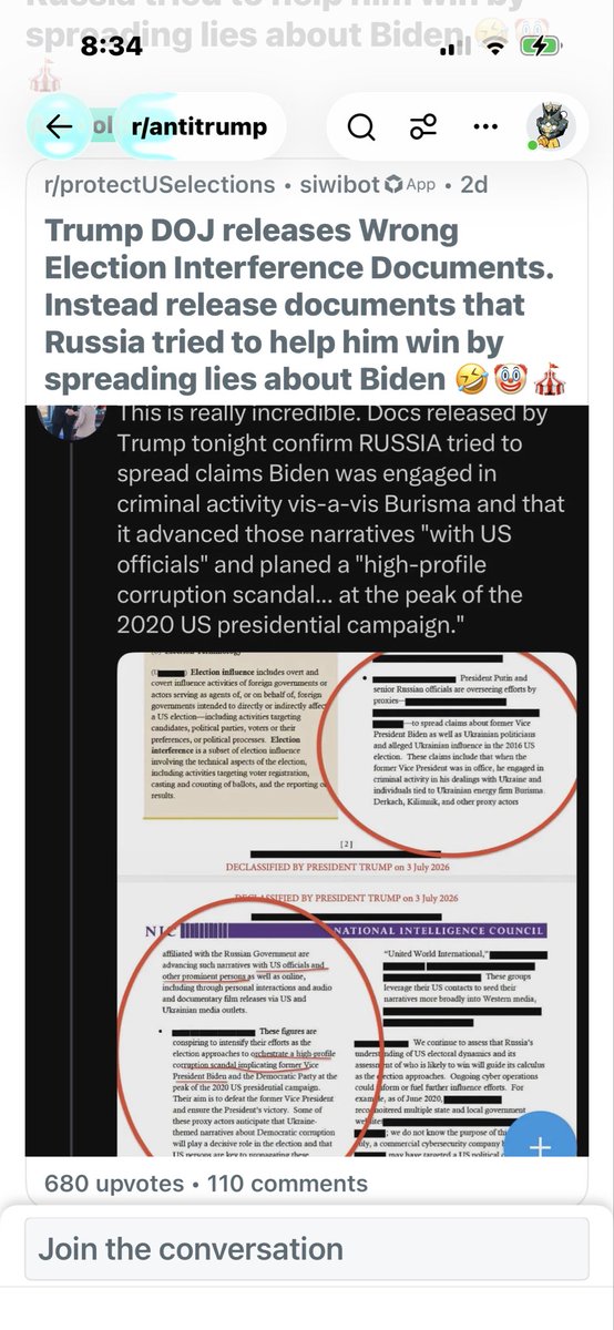 cshea32's tweet photo. Trump DOJ releases wrong election interference documents. Russia tried to help him win in 2020. Putin lied about Biden. This is big. https://t.co/cMjYOJxGcc