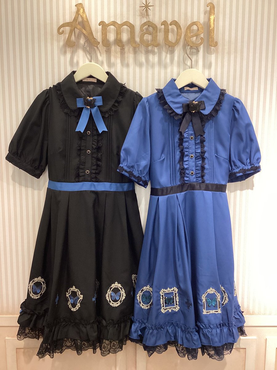 Amavel Phantom Butterflyフリルワンピース ブラック Amavel Phantom