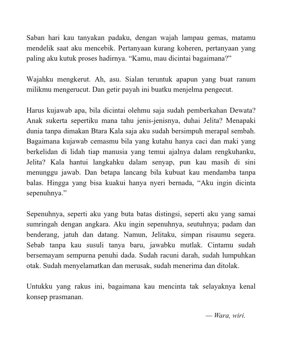 Leinsflare's tweet photo. Aku ini pemakan segala, aku ini bajingan rakus kalau nama menunya cinta. https://t.co/IVGXo5cPwB
