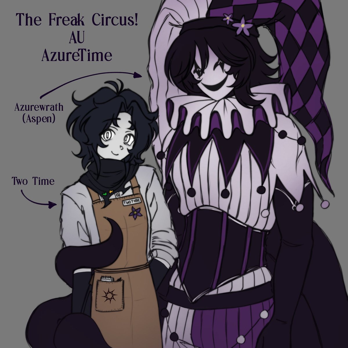 pierrotandi's tweet photo. AzureTime TFC! AU

This is mostly indulgent. I saw Azure’s new skin and immediately wanted to draw something like this. I might make a deeper story later who knows.

More facts about the AU below ⬇️ 

#thefreakcircus #azuretime #azure #twotime #forsaken https://t.co/8njJC6FVVK