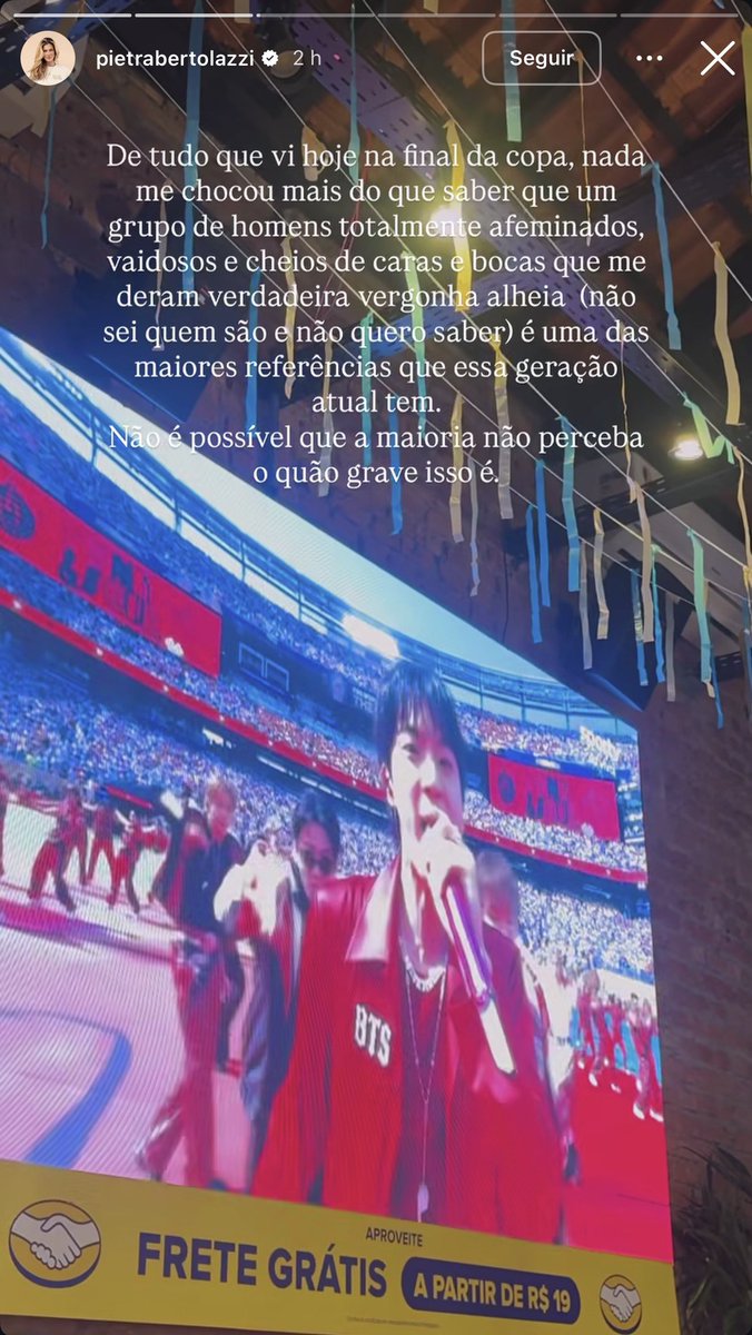 btsbrasil_on's tweet photo. Pietra, você defende tanto a submissão das mulheres, por que não calou a boca ainda? 😂

Vergonha alheia dá você, que em pleno 2026 defende ideologias que oprimem mulheres e grupos marginalizando enquanto goza de incontáveis privilégios.

Você pode não querer saber quem eles são, mas nós quem deveríamos não saber da sua existência inconveniente e dispensável.

Você representa a escória da nossa sociedade e nada me dá mais felicidade do que saber que gente como você — vazia, rasa e estúpida — não se identifica com o BTS, artistas cuja relevância você jamais saboreará.