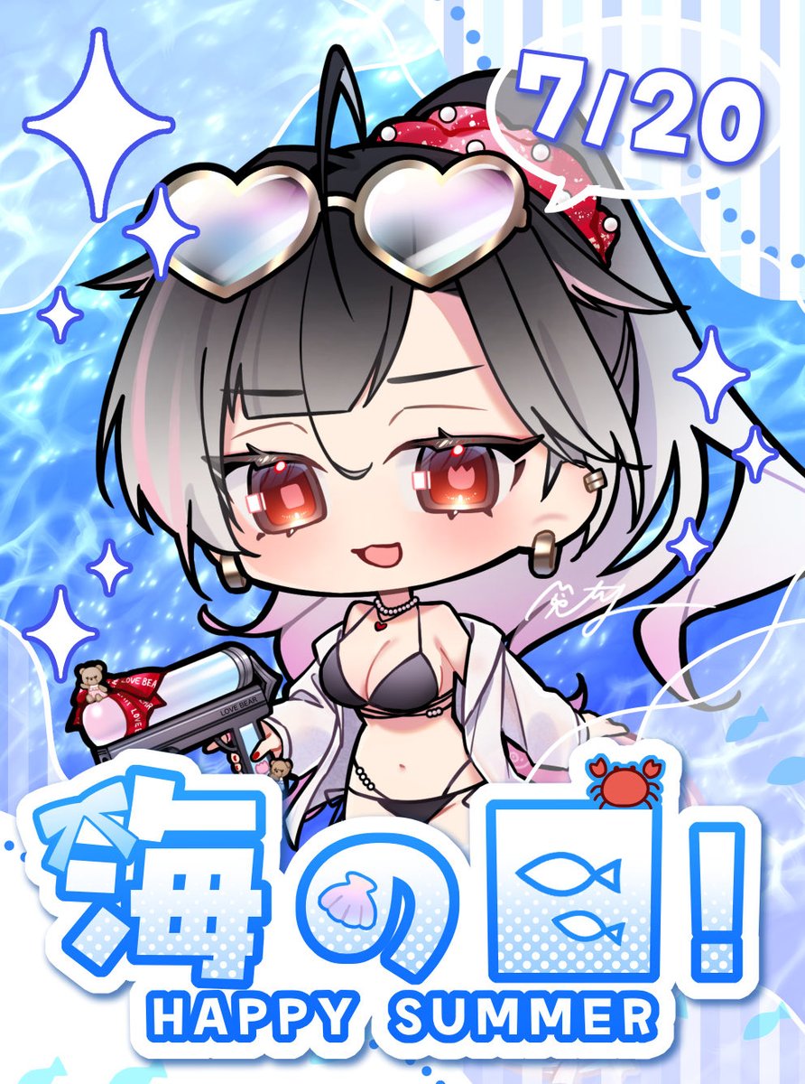 mato_mare's tweet photo. 今日は海の日☀️
せっかく水着描いたので突貫だけどおはVみたいなのも作りました！難しかったです！！ https://t.co/YtPWP8jZWf