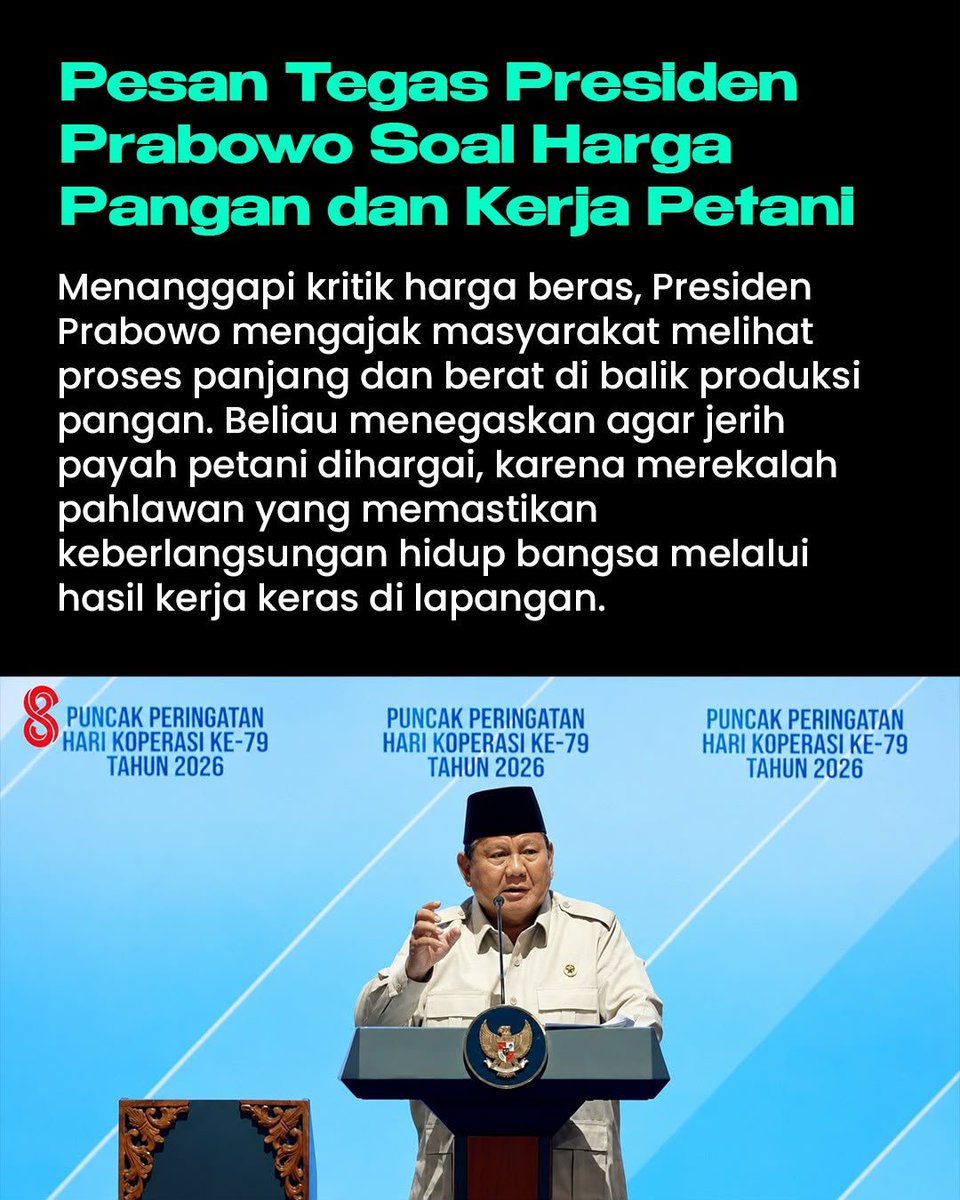 establisn's tweet photo. Pesan tegas presiden prabowo soal harga pangan dan kerja petani #KetahananPanganNasional
Petani &amp; Nelayan Pahlawan Sebenarnya https://t.co/rGx2X1ioOp