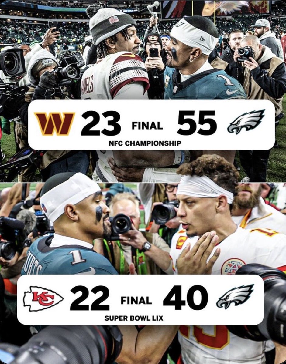 SaquonsCenter's tweet photo. When the Eagles scored 95 points in their last two games to win a Super Bowl. 🏆

What a historic team. https://t.co/0SZFMvyqeK