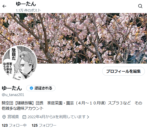 プロフィール文を変えてみました🙂 うちの団は自分のワンマン運営です