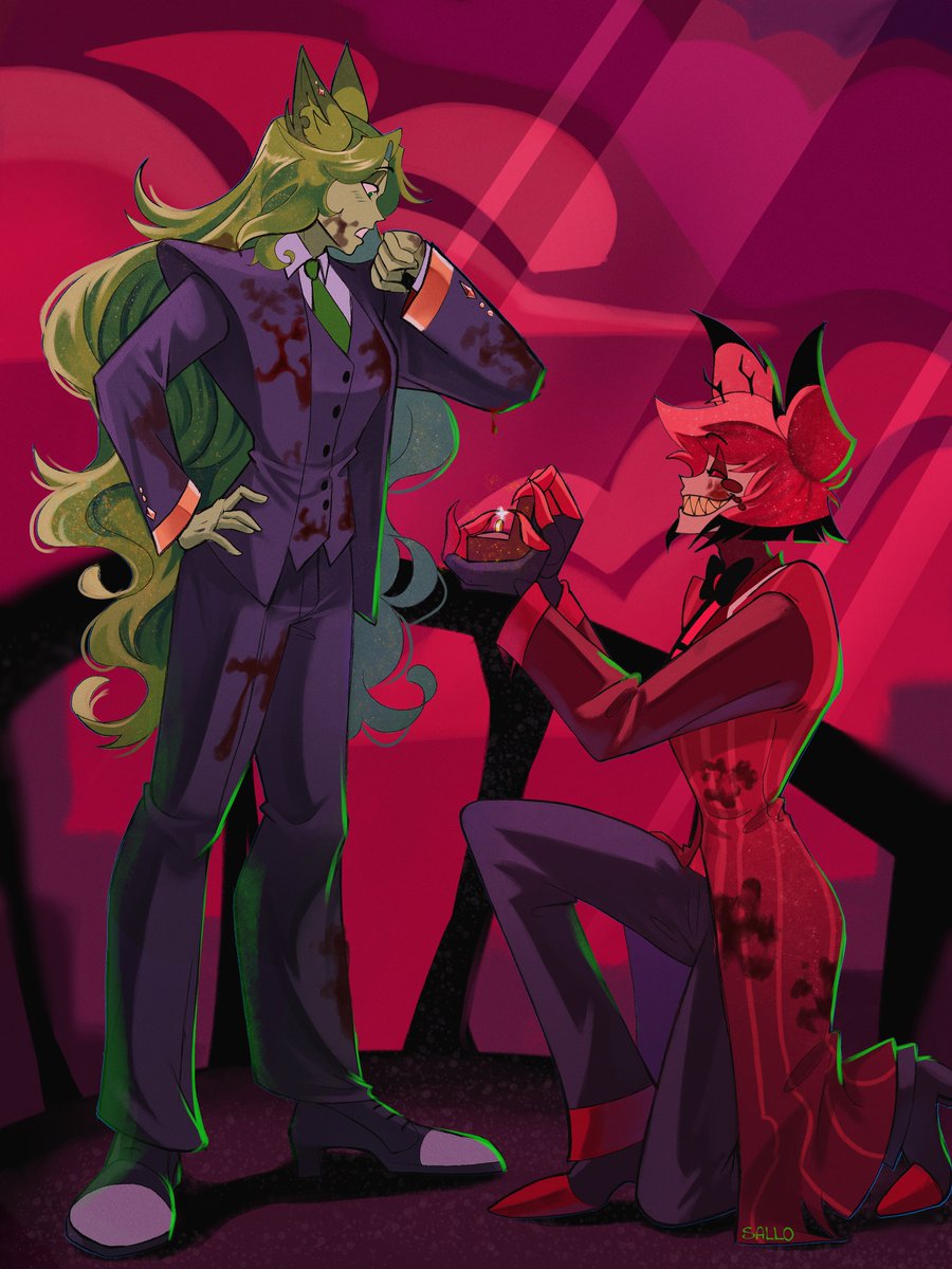 CaffeineWeirdo's tweet photo. Next is the grouchy loveable buck many know and love, Axel!

His powers include manifesting his bad luck to use against his enemies and to protect his loved ones. Growing to the size of Kaiju with added bonus of bioluminescent antlers that act as a lighting rod that stores his bad luck. He was only able to truly use these powers after consuming his mate's soul. The Radio Demon himself. 

Axel is a grouchy buck that prefers to keep to himself and spend time with his polycule. Only venturing out with his mate's or to spend time with his bestie, Miradeath. His life may not have had a happy beginning, but it sure has had a happy ending. And he will not allow anything or anyone to take that away from him 💚

Axel is also a romantic at heart and loves to spoil his mate's ❤️
