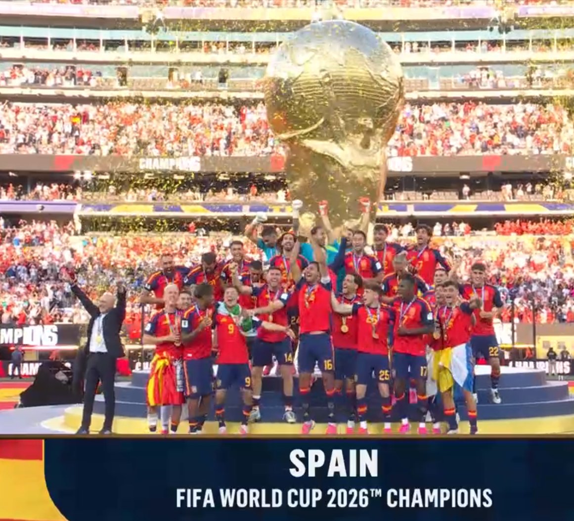 hatimbharmal195's tweet photo. Football won today! Campeones Espana 🇪🇸🙌
Adios Argentina 🇦🇷👋

#España #ESPVSARG #FIFAWORLDCUP2026 https://t.co/MGVX7NElNS