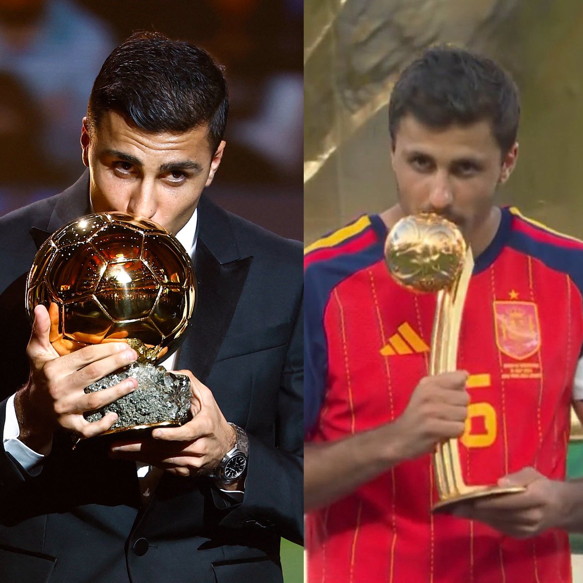 Juezcentral's tweet photo. Mientras se burlan de él, este tipo sigue ganando campeonatos y títulos individuales. 

Balón de Oro, Mejor Jugador del Mundial y Capitán del Campeón del Mundo.

Rodri juega para la gente que sabe de fútbol. https://t.co/aUzci6Daw3