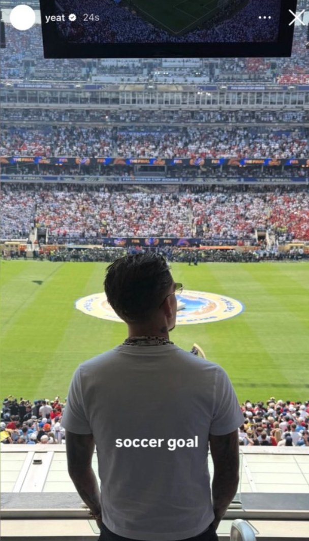 RageNewz's tweet photo. Yeat at the 2026 World Cup Final https://t.co/4rTXsyMwms