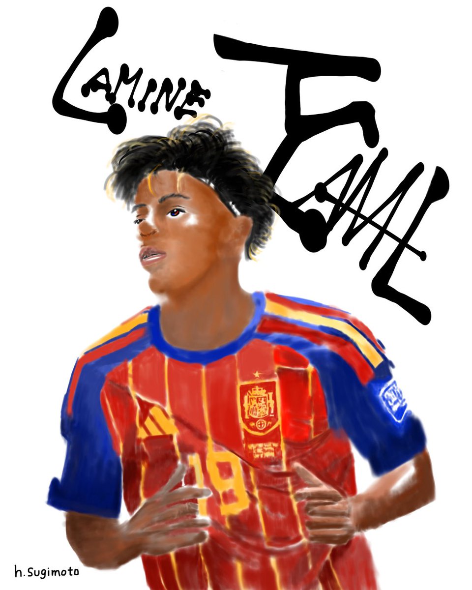 HALUNAX's tweet photo. スペイン🇪🇸
W杯優勝🏆
おめでとう御座います🥂

堅守かつ創造力豊かなボール運びと決定力⚽️

そして、神童・ヤマル選手のスキルに魅了されました✨

#サッカー 
#ヤマル 
#イラスト 
#描いてみた https://t.co/bnqnUWFCuA