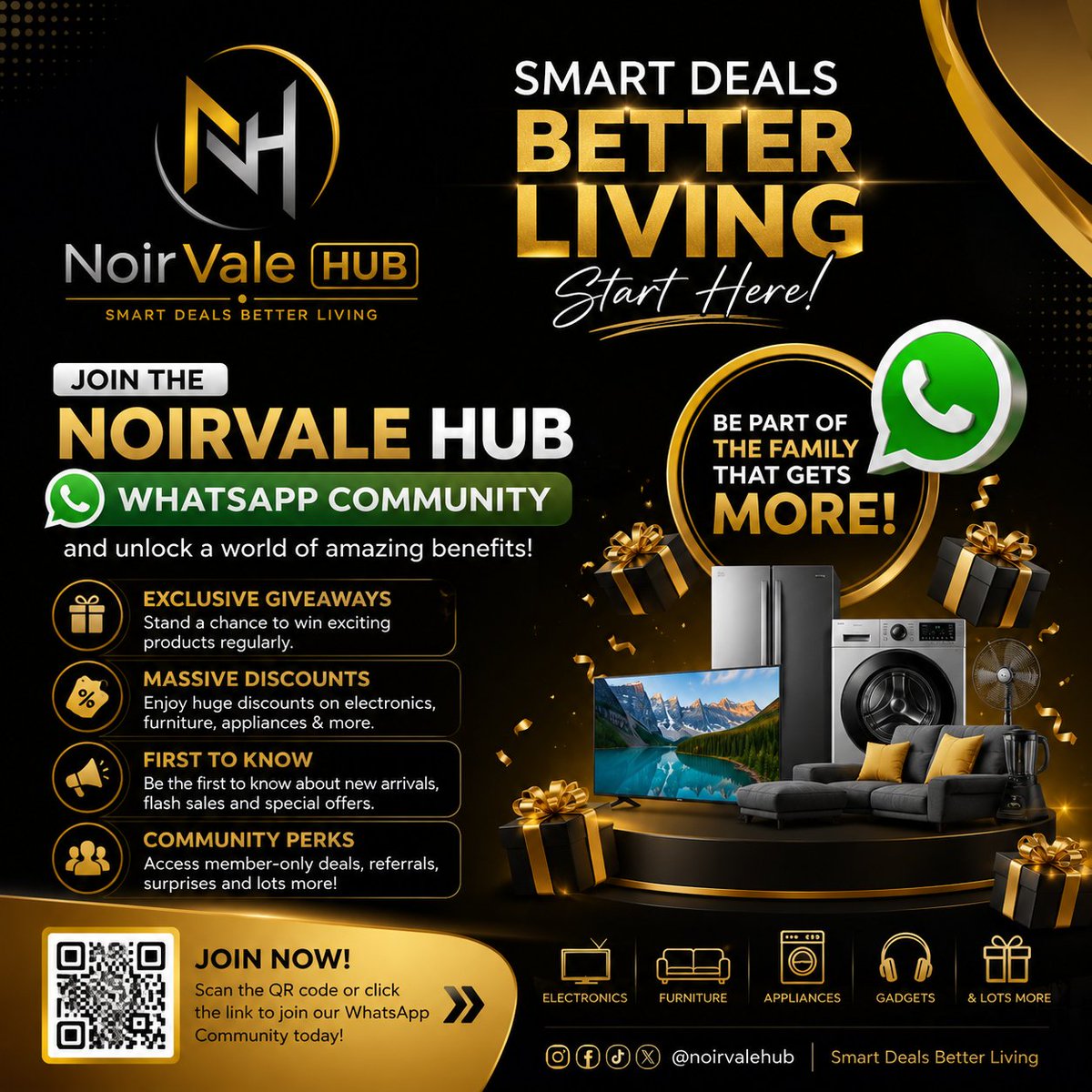 Noirvalehub's tweet photo. Join the Noirvale Hub WhatsApp Community and enjoy

✅ Massive discounts
✅ Exclusive member-only deals
✅ Giveaways &amp; surprise rewards

👇👇
https://t.co/6bDlYkKI0l

Don't miss out on smart deals
📲 Join our WhatsApp Community today and stay ahead of the deals.

#NoirvaleHub https://t.co/Io028XYOGI