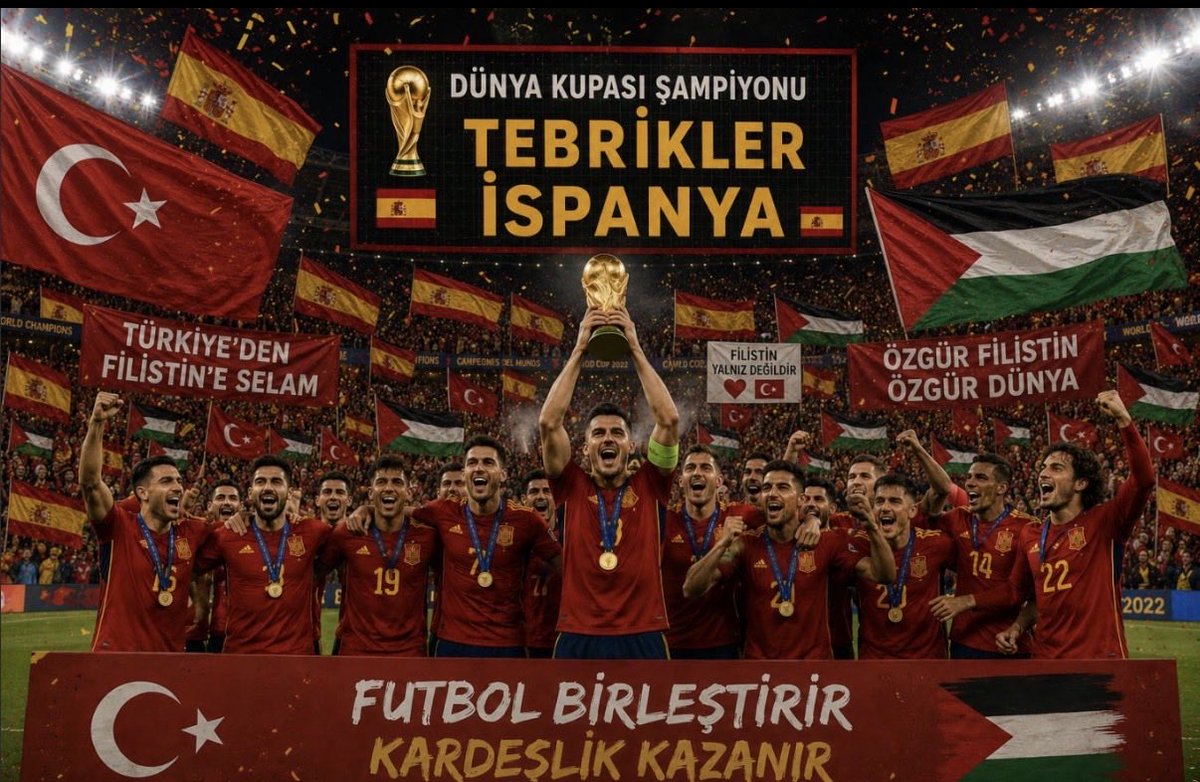 dursuni72's tweet photo. Hayatta bazen uzatmalara oynar…

İspanya kazandı, Lamine Yamal kazandı, Filistin kazandı.

Arjantin kaybetti, Lionel Messi kaybetti, Netanyahu kaybetti…
#DünyaKupası https://t.co/9wOPQBrIQT