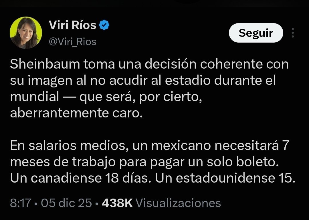 DonVocero's tweet photo. Oye @Viri_Rios 
Cuántos salarios necesitaría un mexicano para pagar un avion particular a Nueva York ida y vuelta + hospedaje + boleto de palco + besarle el culo a Trump? https://t.co/Op6QtTZgU3