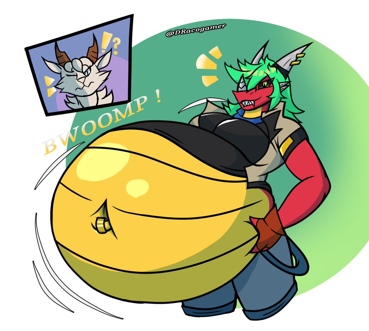 dracocogamer's tweet photo. Even Lumino suffered a slight bloating after trying a new cream created by her friend Connie.

#furryartㅤㅤㅤ #Inflation #bellyinflation #scalie #dragon https://t.co/xNzHGNQESC