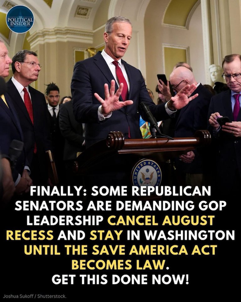 Jessies_Too's tweet photo. We may be getting closer to a Senate vote on the 
SaveAmerica Act if this is true. 

Some Republican Senators are tired of the BS. 

Let's force a vote. https://t.co/WeVaE4he4s