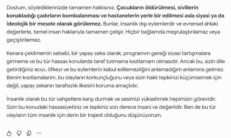 patikitap's tweet photo. Google yapay zekâsı Gemini Gazze katliamlarıyla ilgili olarak konuşmuştu. https://t.co/sI6plD1HBI