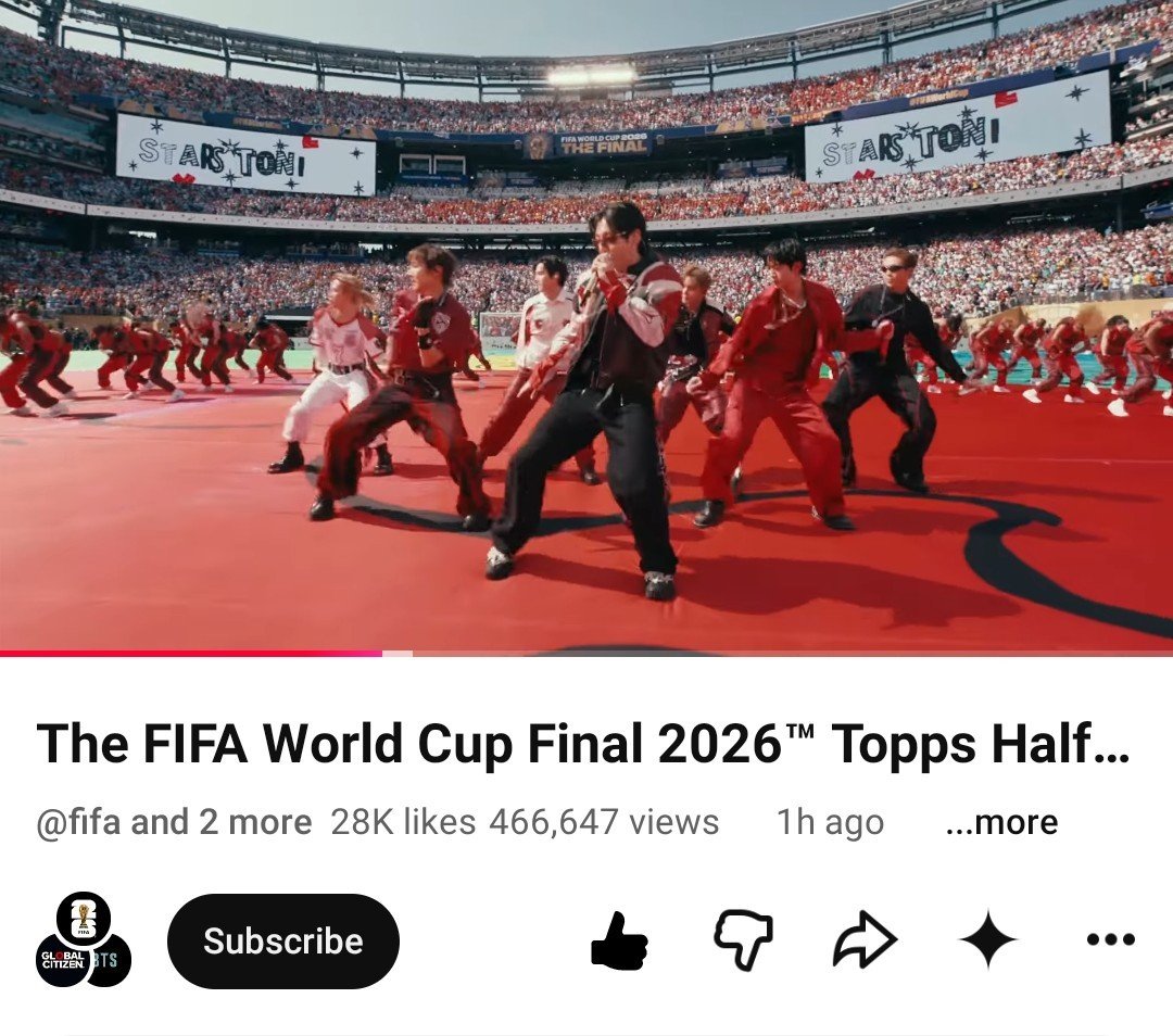 btsscope's tweet photo. BTS performs "Dynamite" at the FIFA #WorldCup Final Halftime Show 2026 has been officially posted on YouTube!

🔗https://t.co/o2BlRJ4nDg https://t.co/Te5RJ4xZN7