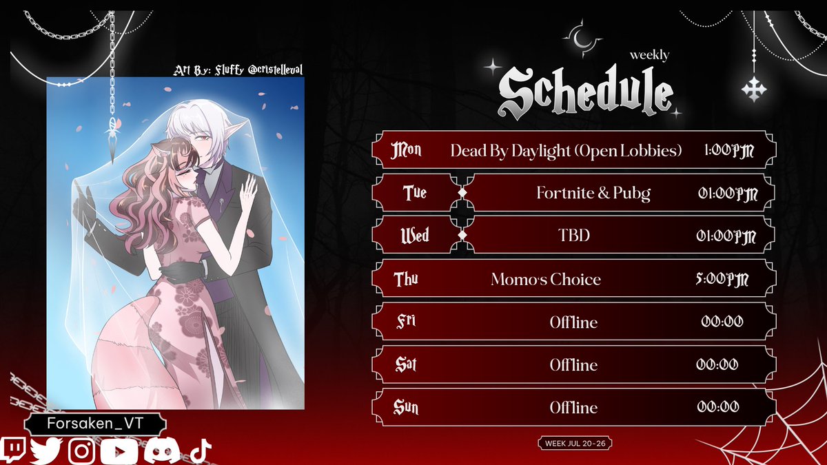 Forsaken_VT's tweet photo. 📜 Royal Proclamation: The Weekly Schedule Has Arrived 📜
By decree, the schedule for the coming week has now been unveiled. Let all who seek glory, fellowship, and purpose take heed of the days and times appointed for our gatherings.

#vtuber / #ENVTuber https://t.co/4wOvW5X0KZ