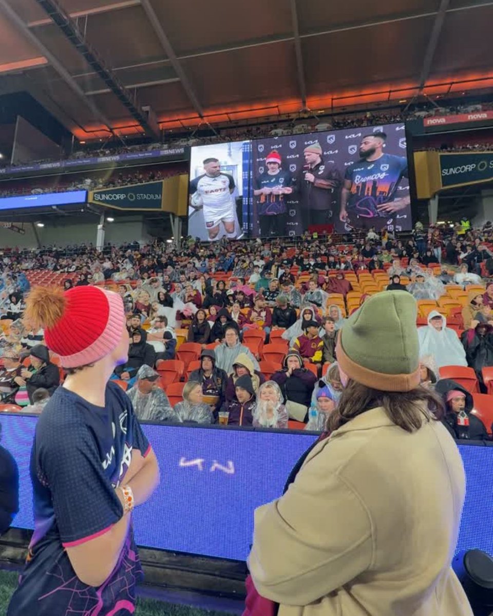 Starlight_star's tweet photo. Moments like these are the magic of a Starlight Wish. ⭐💜 From taking part in the Captain’s coin toss, to striking the shoe, joining the guard of honour to meeting his inspiration Mark Hughes, Hamish didn’t just watch the Brisbane Broncos action, he lived it! #BrisbaneBroncos https://t.co/thXH6Z37p1