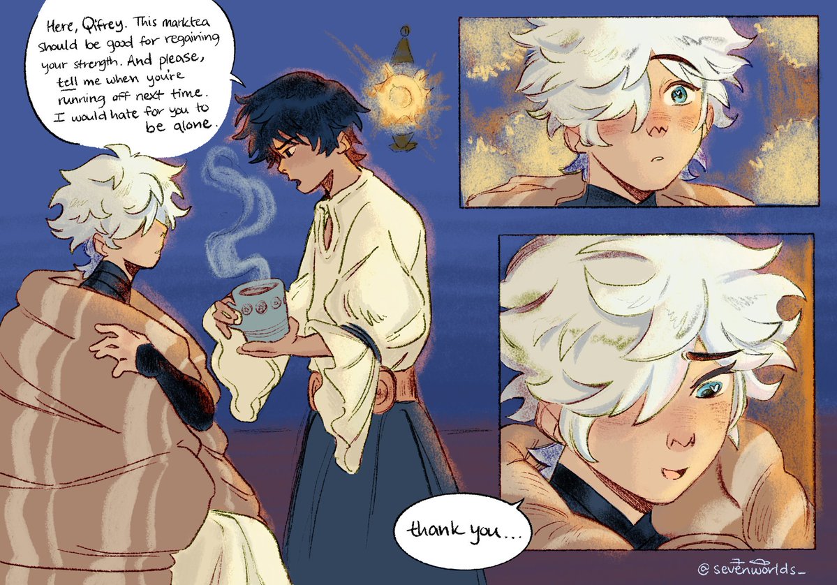 sevenworlds_'s tweet photo. Where Qifrey calls Olruggio “Olly” for the first time ✨
Fluff/Domestic - #orufreyweek2026 
#orufrey #witchhatatelier https://t.co/Gn0Fuh2iTk