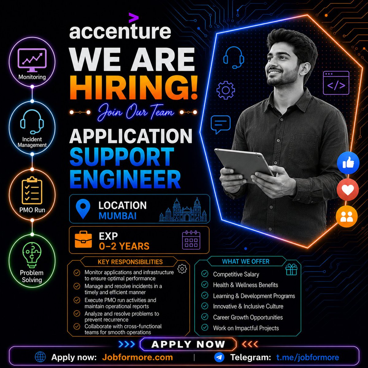 jobformore's tweet photo. 🚀 Application Support Engineer @ Accenture
📍 Mumbai | 0-2 Years
🎓 Any Degree
💻 Monitoring, Incident Management, PMO Run, Problem Solving
#Jobformore #Accenture #SupportEngineer #MumbaiJobs #FreshersJobs
Apply: https://t.co/zn2oNh4xTA https://t.co/U2VM1wJlnK