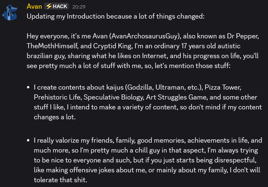 AvanArchosaurus's tweet photo. Introduction of myself! I updated it because the old one is outdated in many aspects https://t.co/jhLGZjbOFi