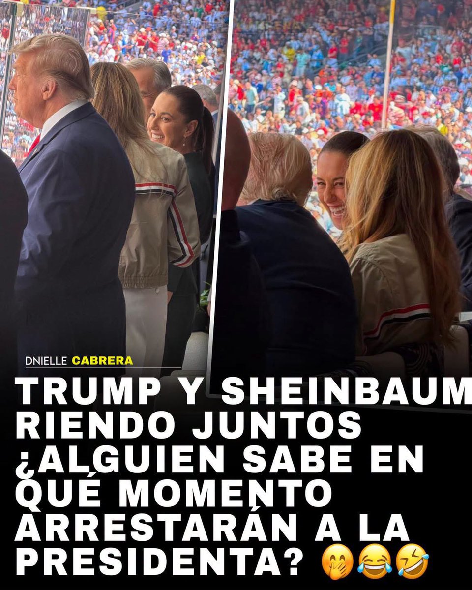 DnielleCabrera's tweet photo. 🚨 ALGUIEN SABE EN QUÉ MOMENTO ARRESTARÍAN A LA PRESIDENTA? 🤭

Según fuentes fidedignas de la oposición, Trump estaría planeando arrestar a la presidenta ahora que está en EEUU, aunque se les ve muy sonrientes a los dos mandatarios 🫪🤭🤣 https://t.co/1elmLPhYEy