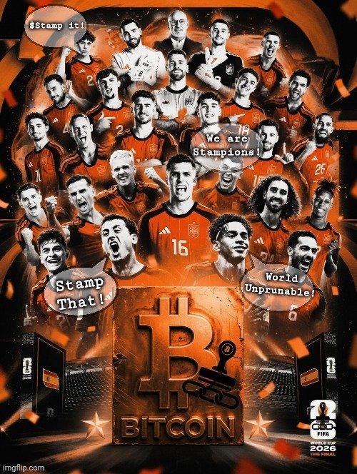 STAMP_on_BTC's tweet photo. 🇪🇸🏆 Spain is WORLD $STAMP-ions!
Forever unprunable Football Champions on the Bitcoin Blockchain! https://t.co/EKsXlP0MxP