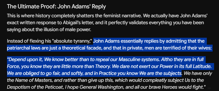 NeverLostInTime's tweet photo. @FemCondition @blubber_bones Femme I love you so much, read what John Adams said to Abigail Adams. https://t.co/ot6whgvxQC