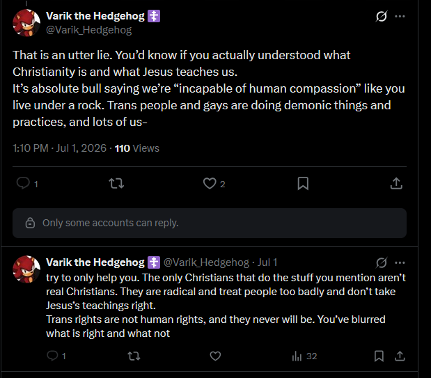 VexAmourVT's tweet photo. @CircuitTheRobot did some digging, this guy is a racist, homophobic and transphobic bigot going through religious psychosis so just block and move on everybody https://t.co/Q8Jo1M0ljG