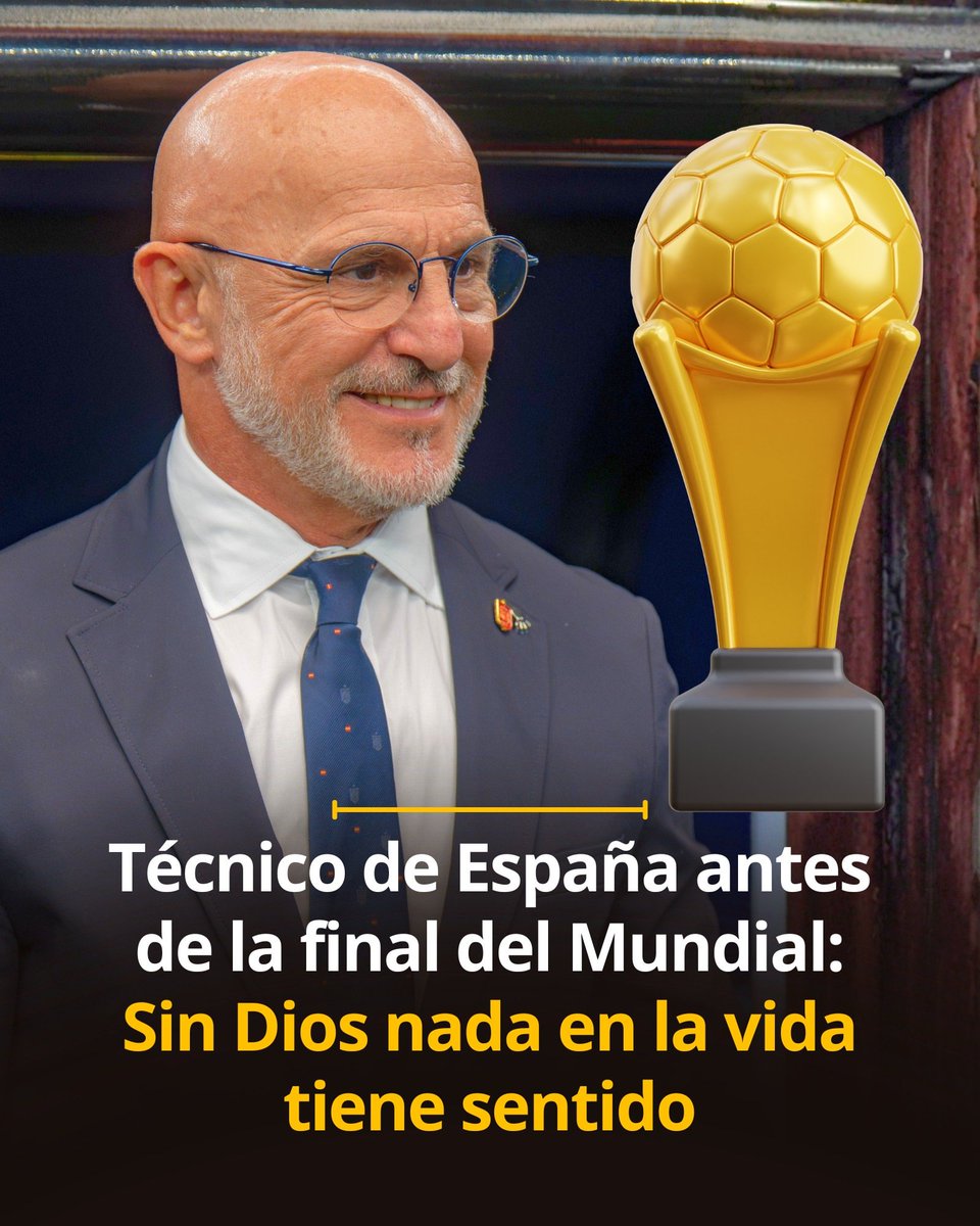 Lux_Dei7's tweet photo. Luis de la Fuente siempre emite una paz y tranquilidad que sólo puede ser explicado por su convicción en Dios. 

Sus palabras son simples:

"No hay una, sino mil razones para creer en Dios. Sin Dios, nada en la vida tiene sentido".

Esta estabilidad emocional y espiritual es la que busca transmitir a sus jugadores, ofreciendo un liderazgo que trasciende lo profesional.

Al final, los trofeos y los aplausos terminan desapareciendo, pero su fe le permite dar al éxito su lugar justo, recordando que el propósito humano se encuentra mucho más allá de las victorias temporales.